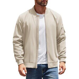 Men's Bomber Jackets Coat Moon Gray Fabric Designs Winter Warm Casual Zip Pocket